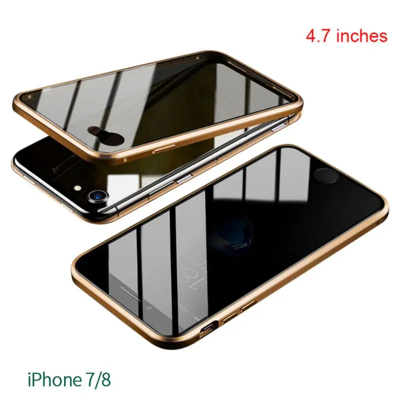 IP7 8 Gold Оболочка всего тела Магнитный высокой четкости прозрачное закаленное стекло крышка бампер Чехол протектор экрана для lPhone 11 - Цвет: IP7 8 Gold