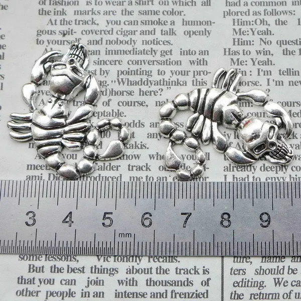 

Handmade Earrings Charms Diy Accessories For Jewelry Pendant Bracelet 3pcs 37x32mm Antique Silver Color Scorpion Charms