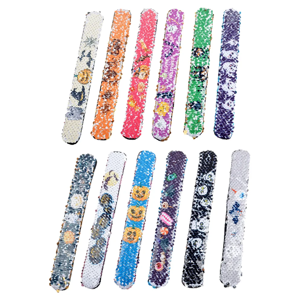 

12pcs Kids Novelty Slap Bracelets Creative Sequins Wrap Wristband Party Props
