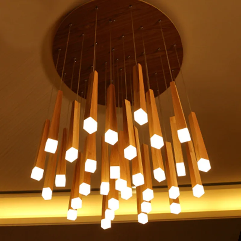 

Подвесной светильник с деревянной палочкой, Современное украшение для кухни, гостиной, магазина, прикроватный подвесной светильник с трубкой из натурального дерева