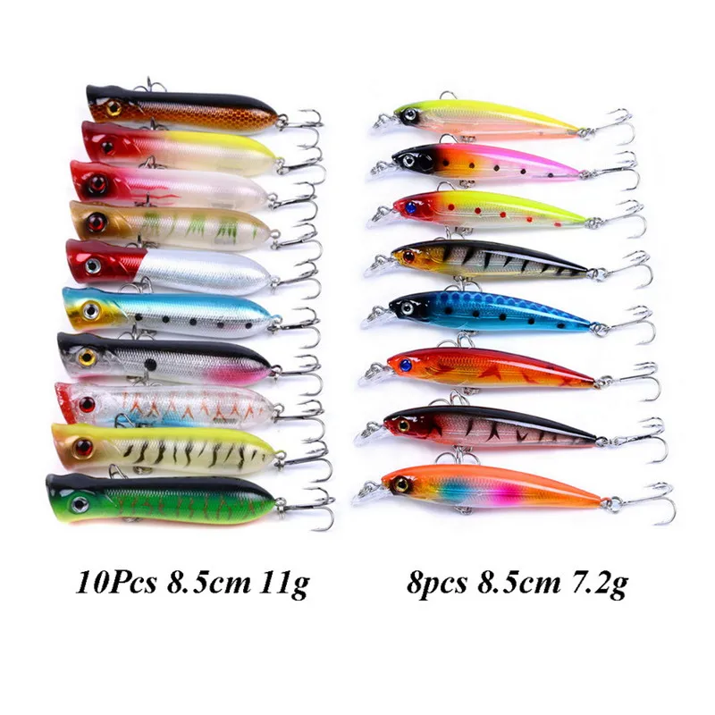 18PCS ZH0006 10-141 шт./лот смешанные рыболовные приманки набор ложка, мягкие приманки для рыбалки приманки комплект Поппер блесна искусственная приманка комплект - Цвет: 18PCS ZH0006