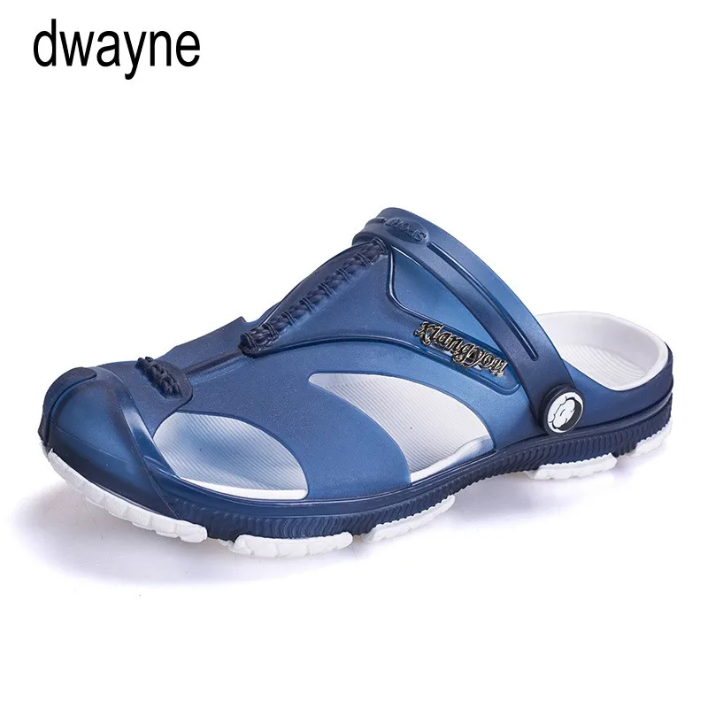 Новинка Сезон лето Мужские пляжные сандалии тапочки с отверстиями на открытом