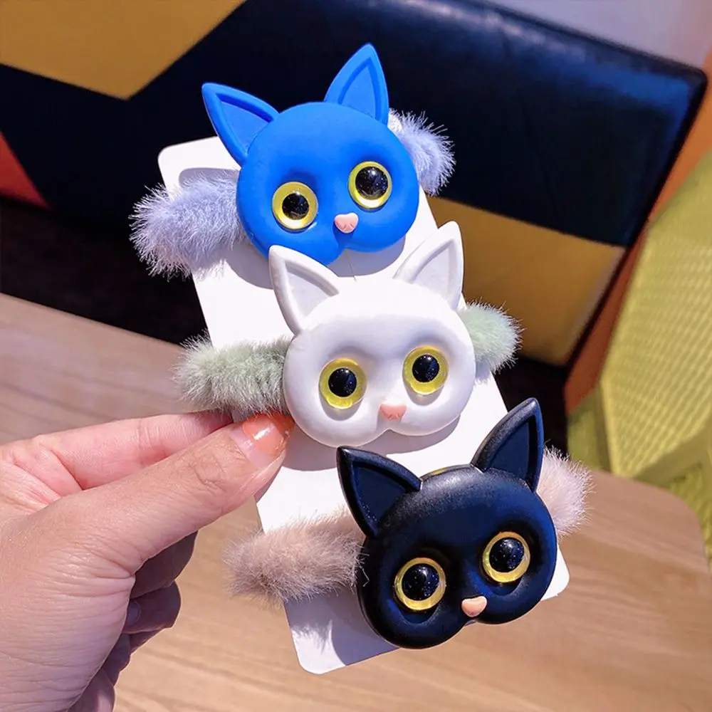 

Fashion Cat Head Rope Female Autumn And Winter Temperament Plush Rabbit Hair Ring Sweet Ponytail Rubber Band Scrunchies Headwear