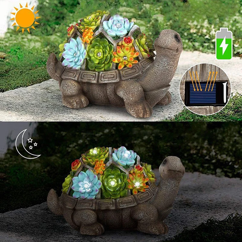 

Sun Garden Statue Turtle Outdoor STATUE DECORATION Courtyard Statue Sapphire LED Lamp Outdoor Decoration