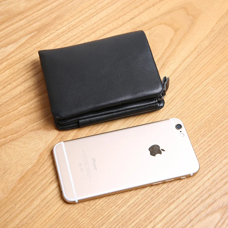 PNDME simple casual genuine leather men's small wallet fashion retro real cowhide three fold large capacity women's coin purse