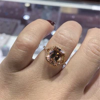 100 real 10k rose gold ring for women origin natural 1 5 carat topaz gemstone luxury anillos mujer engagement rectangle rings
