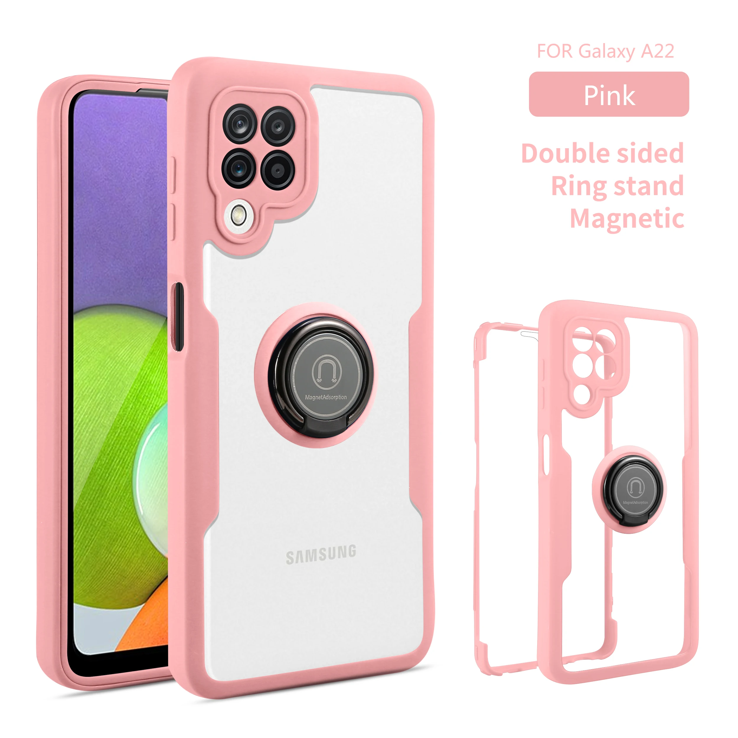 

Phone Case For Samsung Galaxy S21 FE A02S A12 A32 A52 A72 A22 A82 4G 5G All inclusive protection Silicagel Ring Bracket Cover