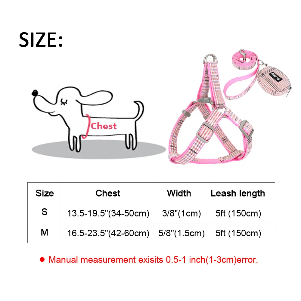 

Cute Dog Harness Adjustable Nylon Pet Puppy Chihuahua Vest Leash Set Pink For Small Medium Cats Products