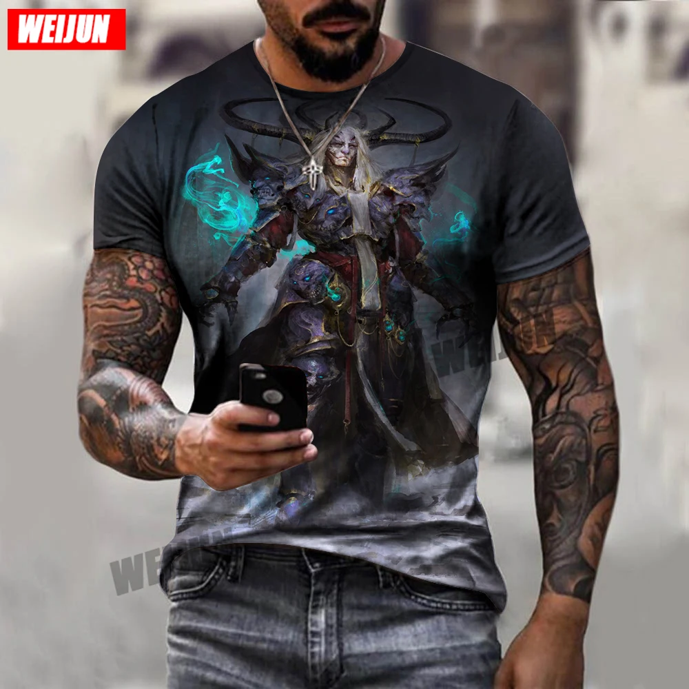 

Summer New 3d Printing Men's T-shirt O-neck Demon Warrior Short Sleeves Menswear Anime Characters Male Clothes Casual Tshirt Top