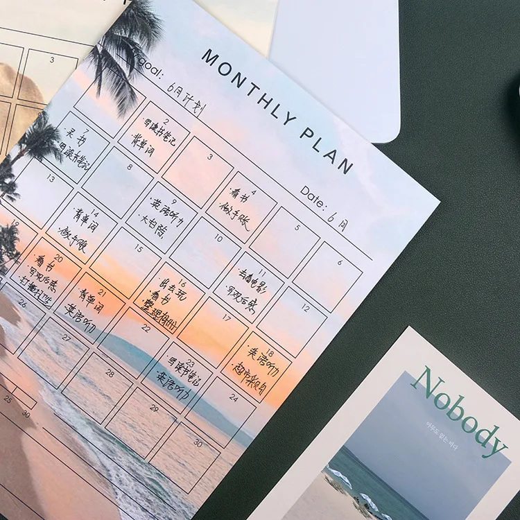 13 шт./компл. Kawaii ежемесячный график винтажный блокнот для записей 12 листов Бумага