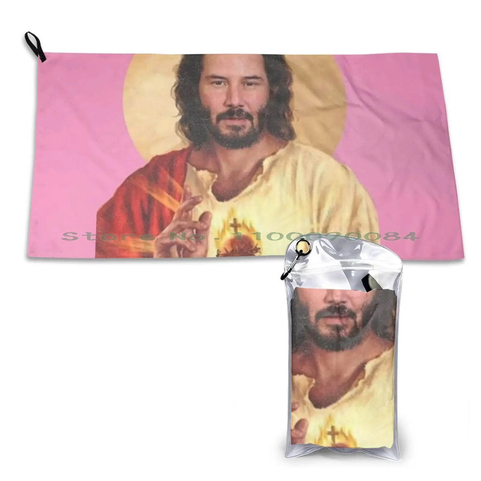 Gym Sports Bath Portable Keanu Reeves Funny Jesus Christ Pink Yellow Gold Heart