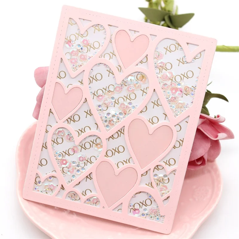 Рамка в форме сердца VYUTXA трафареты для резки металла скрапбукинга декоративные