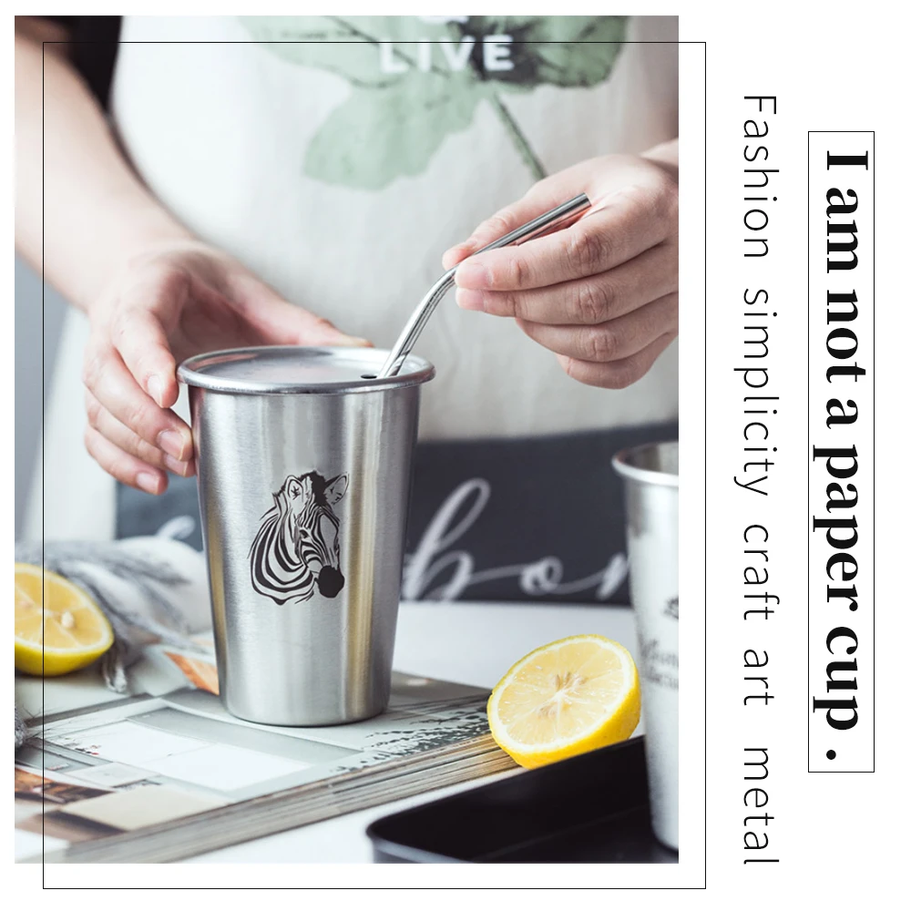 Пивная кружка с милым рисунком 304 нержавеющая сталь кофейная двойной стенкой