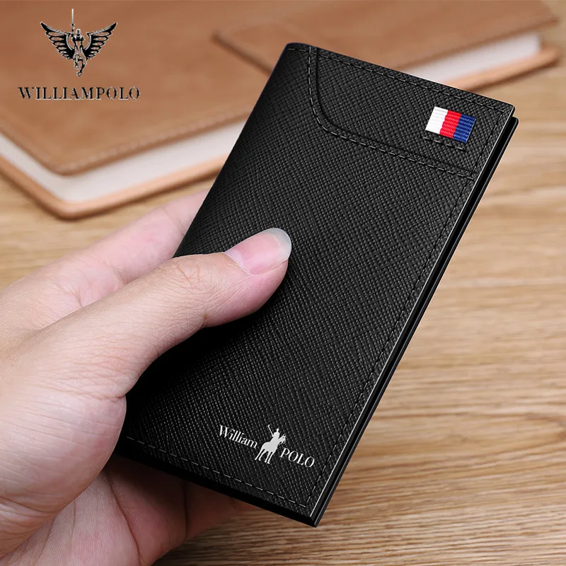 williampolo mens slim wallet credit card holder bifold mini purse ultra thin multi card case slots full grain leather wallet free global shipping