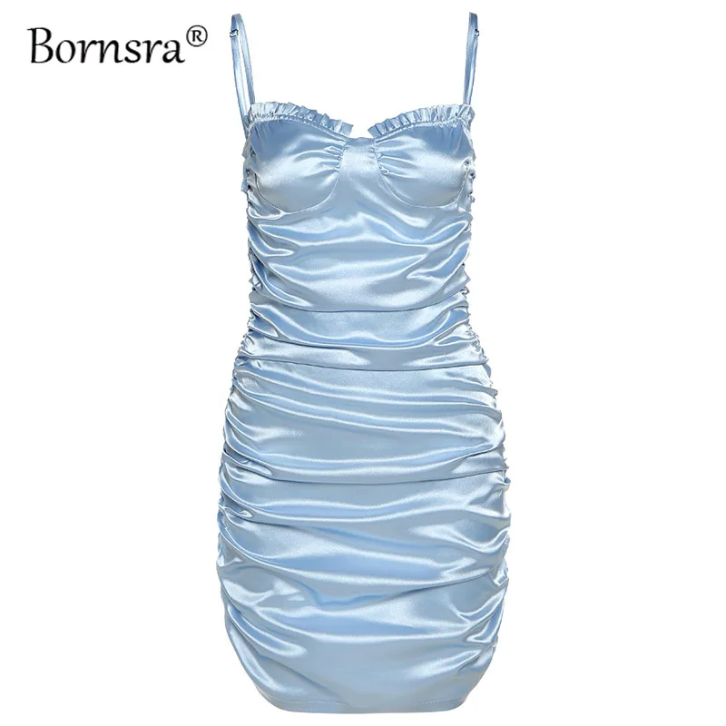 

Bornsra 2021 Summer New Women's Dress Sling Sling Neckline Design Folds Slim Fit Hip Dress Women
