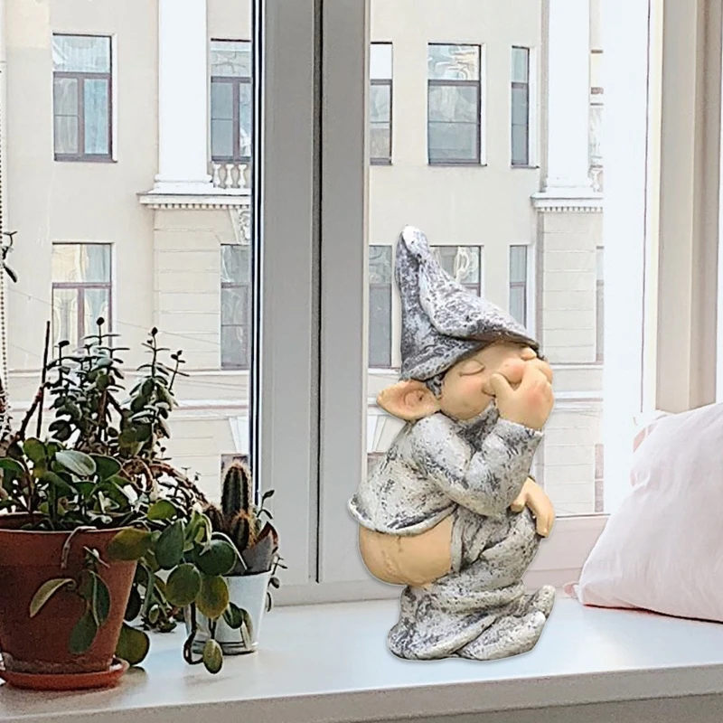 Забавный эльф из смолы персонаж американской страны ландшафт вилла украшение