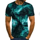 Новинка 2021, крутая футболка с 3D-принтом звездного неба, мужской летний топ с короткими рукавами, Мужская модная повседневная футболка большого размера