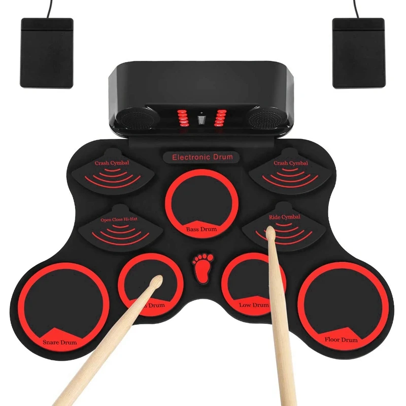 

Electronic Drum Set Roll Up Drum Practice Pad Midi Drum Kit Built-in Speakers for Kids Teens Adults Beginner Best Gift