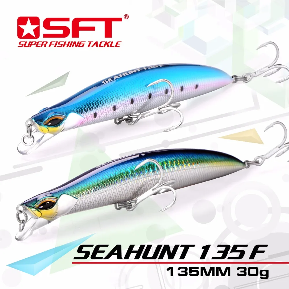 

SFT Seahunt 135F 135mm/30g Seawater fishing Floating Minnow Lure With Nice Box Wobbler Fishing Lure Pesca leurre 14 colors