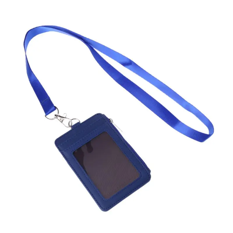 

CPDD Leather ID Badge Cards Holder Lanyard Credit Card Case Business Organizer Bag