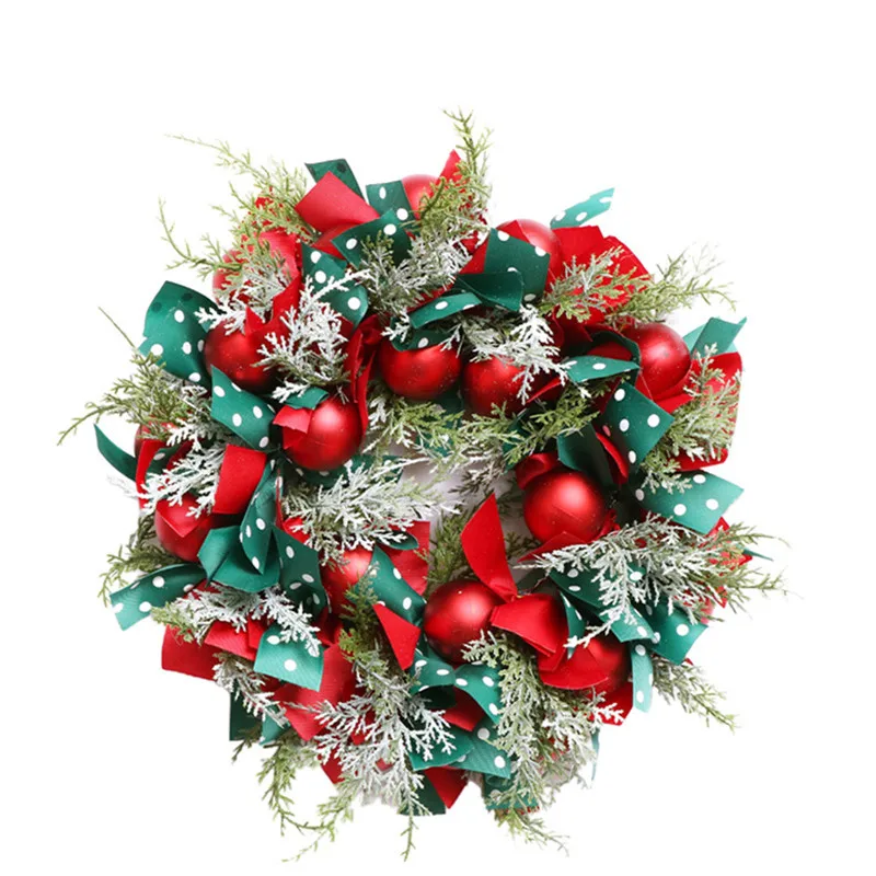 

Fashion Christmas Wreath Leaf Ball Cartoon Hanging Wall Door Round Pendant Hanger Decoration