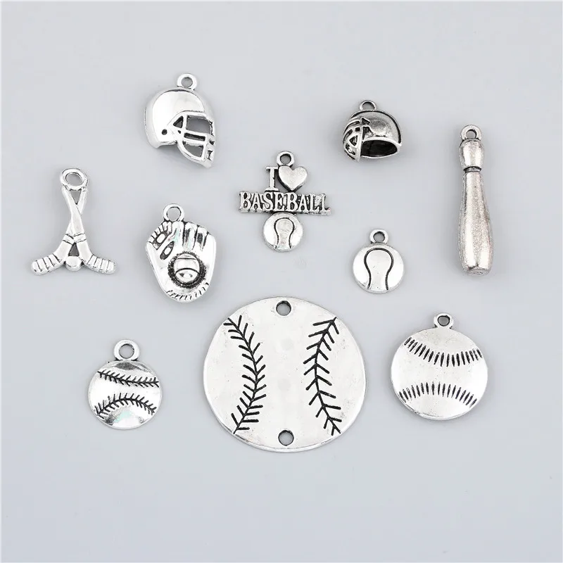 10 шт./лот винтажные бейсбольные перчатки с надписью I LOVE Basketball смешанные Подвески