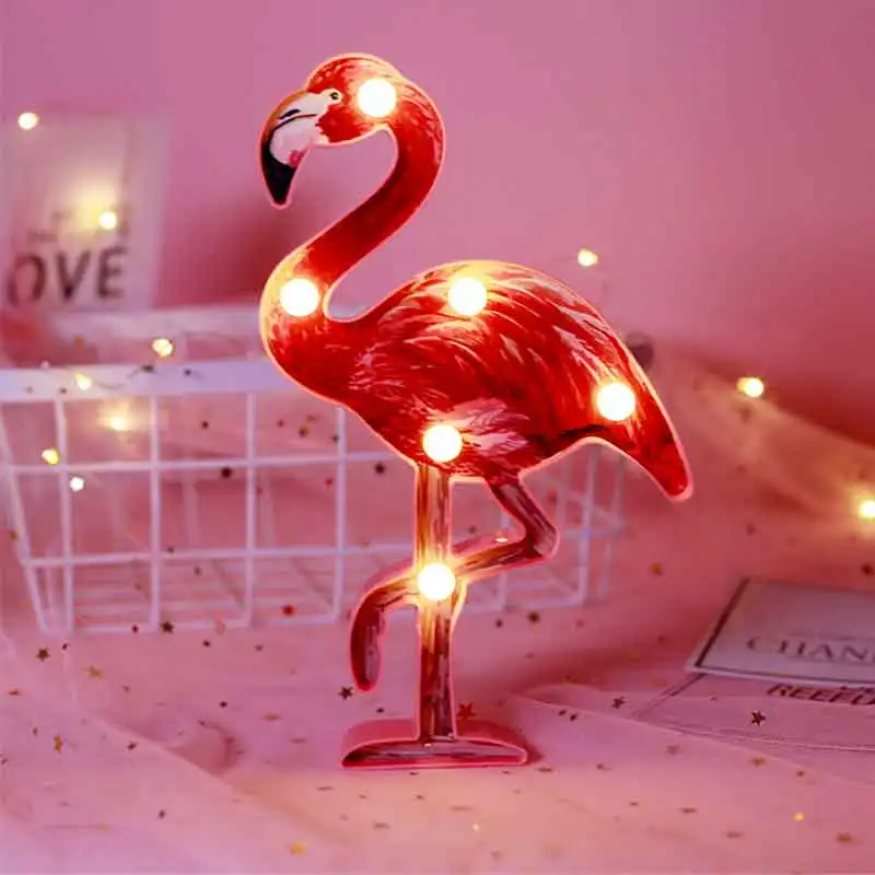 flamingo 5/6 светодиодов милый прикроватный ночник лампа путь Батарея приведенный в действие подарок для рабочего стола, висящий декоративный светильник Альпака свет единорога Фламинго альпака - Испускаемый цвет: flamingo