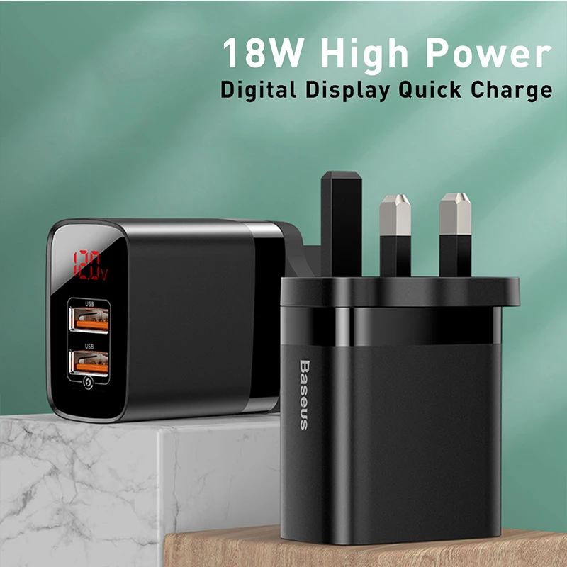 Baseus 18 Вт USB зарядное устройство для iPhone11 Pro Max Quick Charge 3,0 быстрое зарядное устройство для телефонов Великобритания настенное зарядное устройство AFC для Samsung Путешествия Великобритания вилка