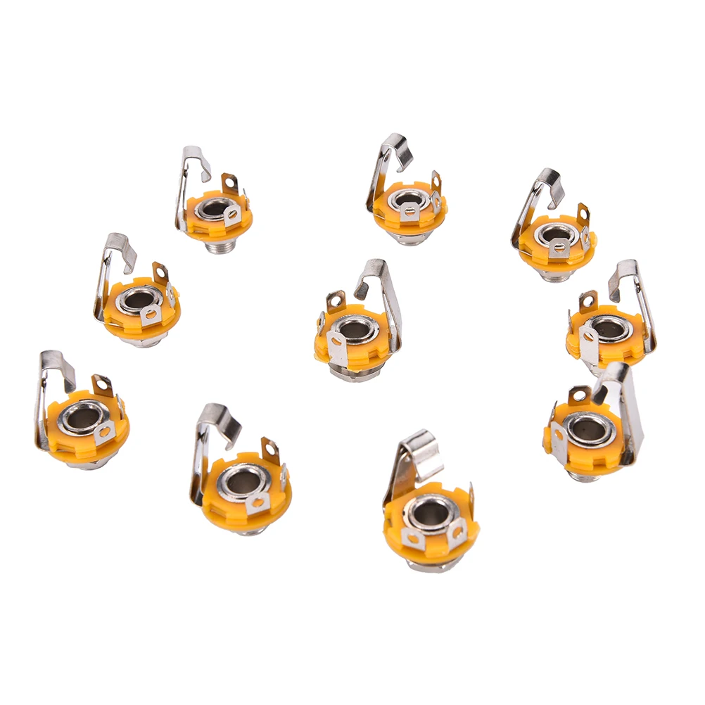 

10 Pcs Wholesale Nickel 6.35mm 1/4 Inch Mono TS Panel Chassis Mount Jack Audio Female Connector Solder