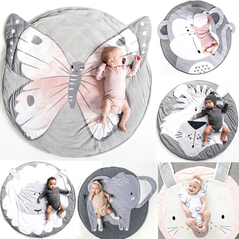 

Мягкий мультяшный круглый коврик, ковер для спальни, полиэстеровое одеяло для ползания, противоскользящий детский игровой коврик, украшени...