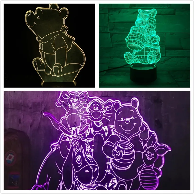 

Disney LED Winnie The Pooh 3d Nightlight Piglet Owl Tigger Eeyore Table Lamp Luminaria Lampara Cartoon Movie Xmas Bedroom Decor