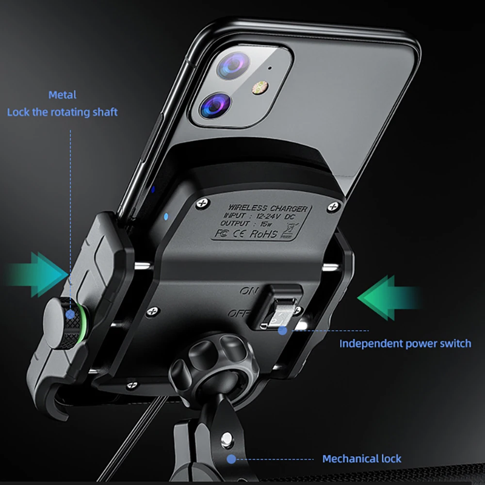 motorcycle holder with wireless charge motorbike qc3 0 fast charg cell phone wireless holder handlebar mount stand gps holder free global shipping