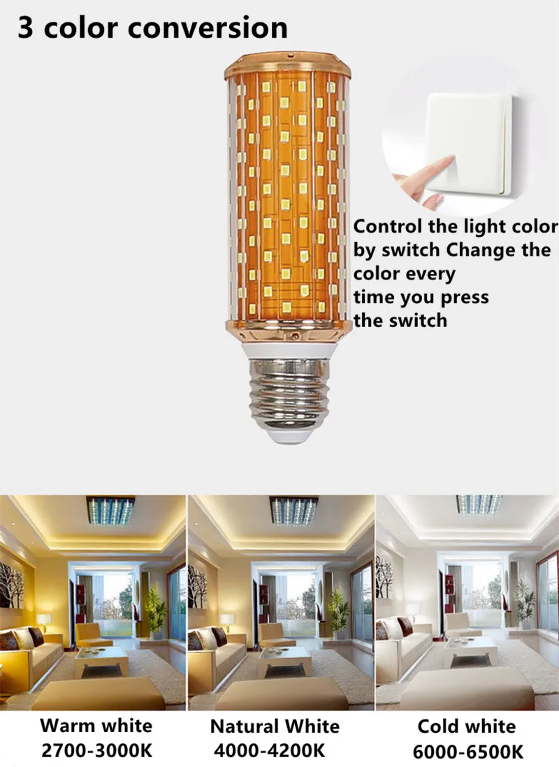 3 цвета преобразования светодиодный кукурузный светильник s 220V 18W 28W 36W SMD 2835 Лампы
