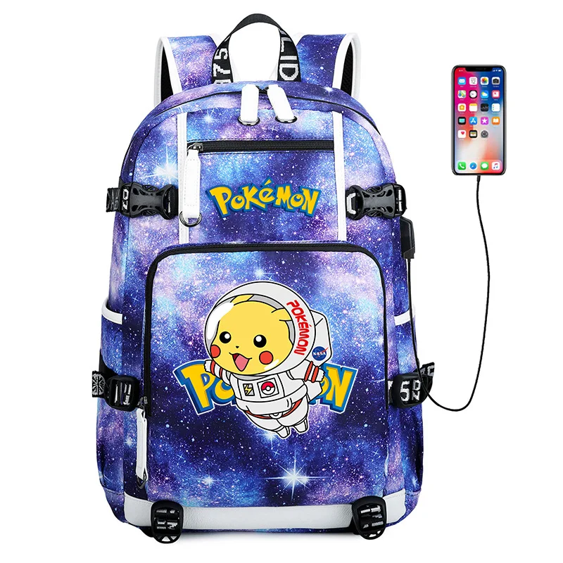 

Рюкзак для девочек и мальчиков, школьный ранец с принтом покемона Гэна, призрака, Пикачу, шарнира, Космический летательный мультяшный персо...