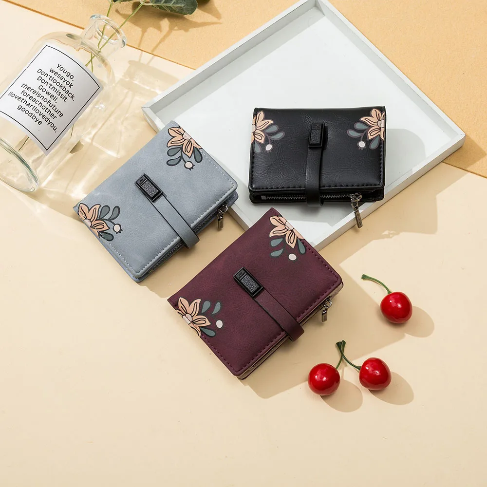 MIXY кожаный женский кошелек модные женские кошельки с цветочным принтом короткий