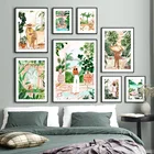 Итальянский береговой пляж мир Марокканская девушка пальмовый лист скандинавский плакат настенный художественный Принт Холст Живопись Декор картинки для гостиной