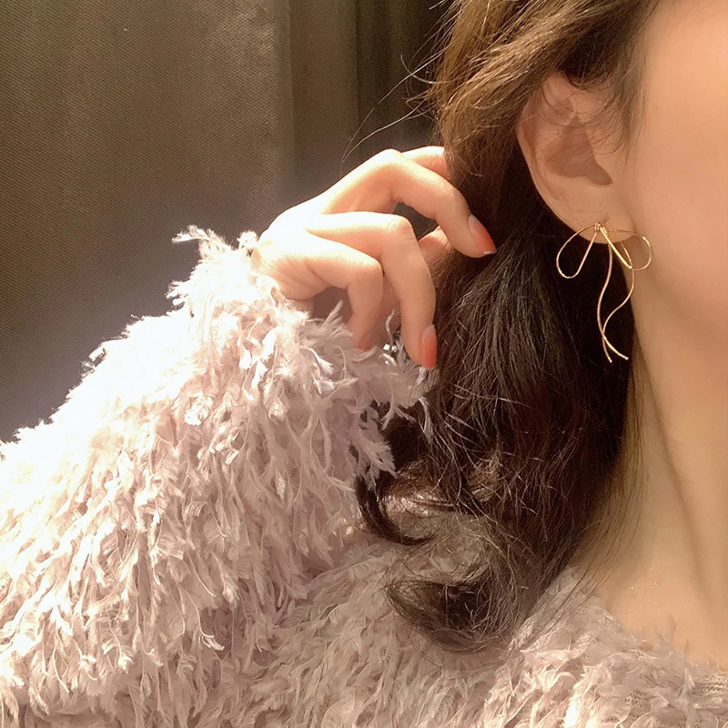 Женские металлические серьги-бабочки AOMU золотистые/Серебристые серьги в