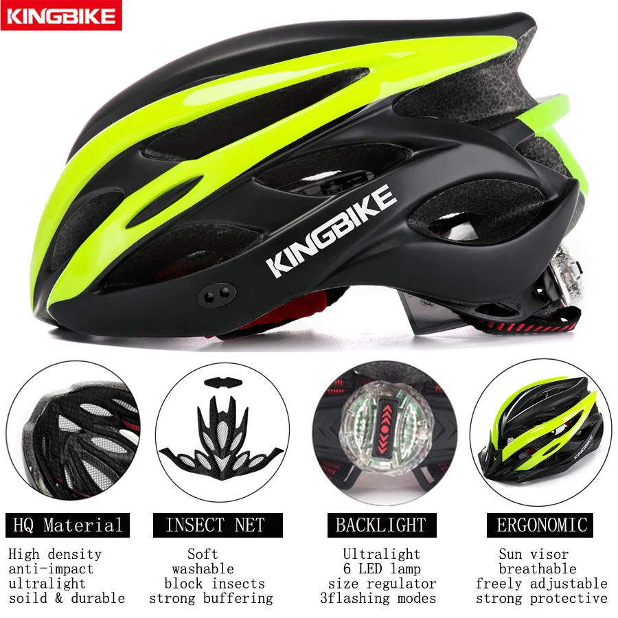 Велосипедные шлемы KINGBIKE для женщин и мужчин велосипедные с легкой подсветкой