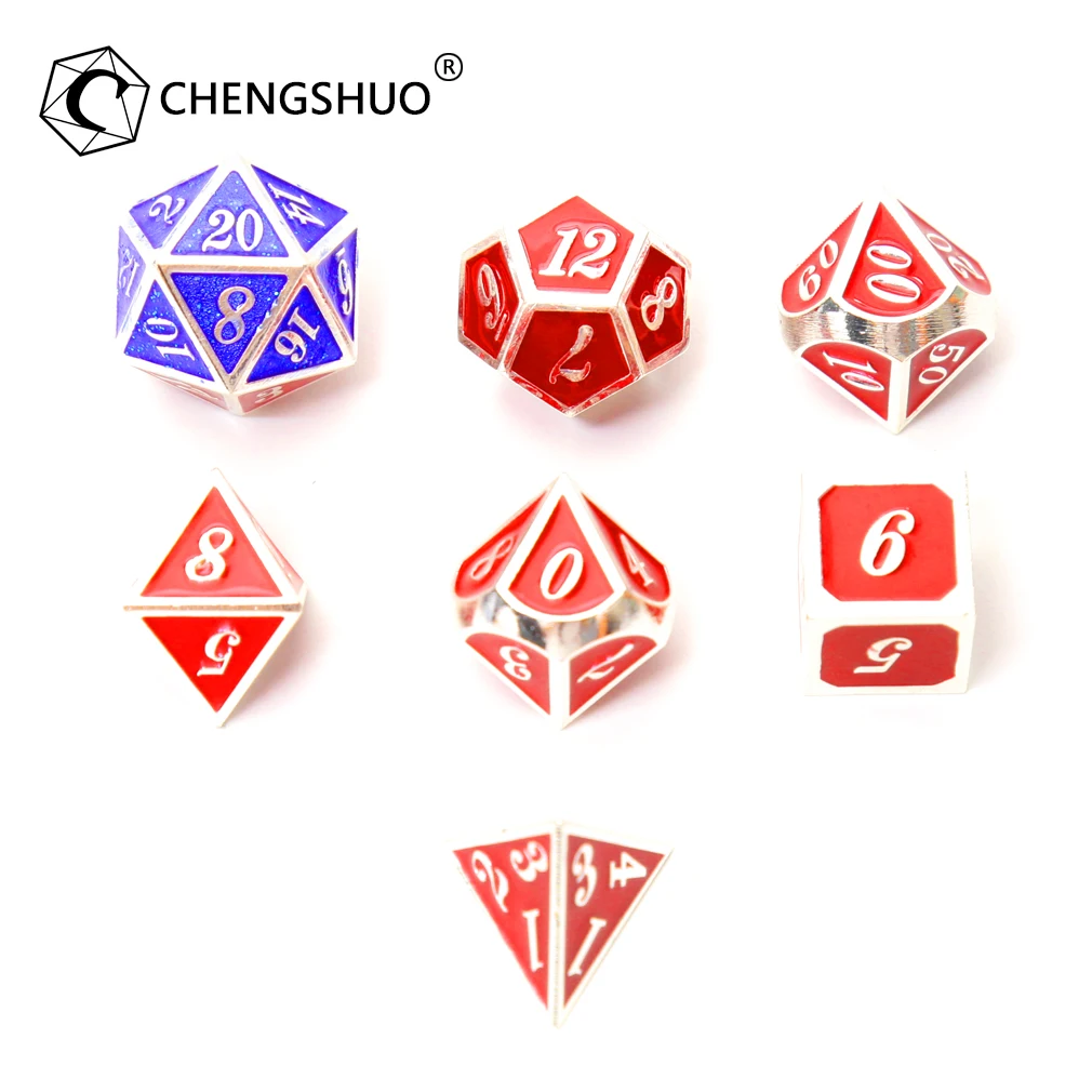 Chengshuo rpg металлические кости dnd многогранник кубики наборы Настольный косплей игры цинковый сплав кран кости пользовательский цвет шаблон d20 12 8