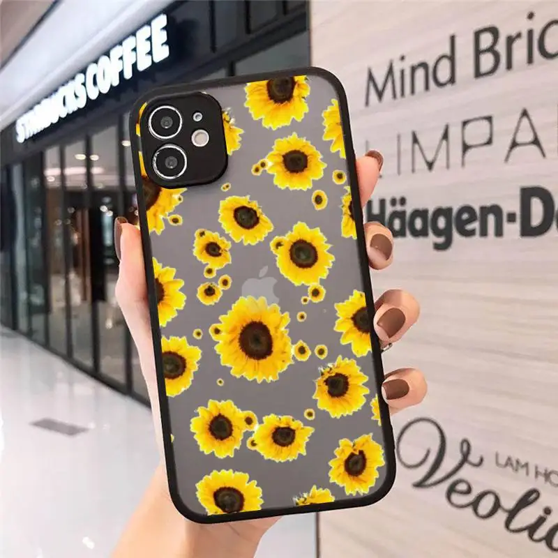

sunflower Luxury Unique Design Phone Cases matte transparent For iphone 7 8 11 12 plus mini x xs xr pro max cover