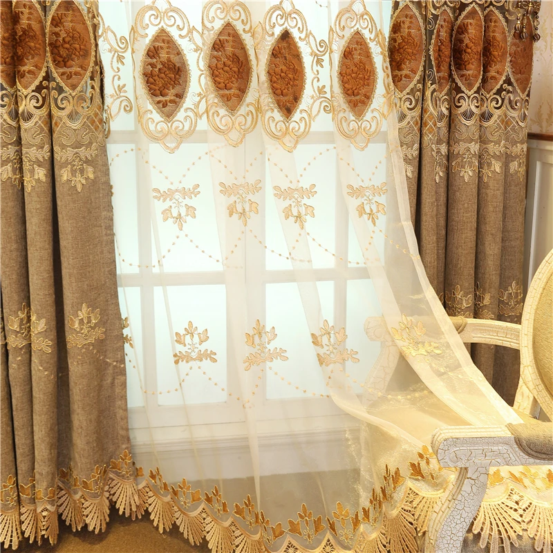 Европейские королевские 3D вышитые классические роскошные шторы для гостиной