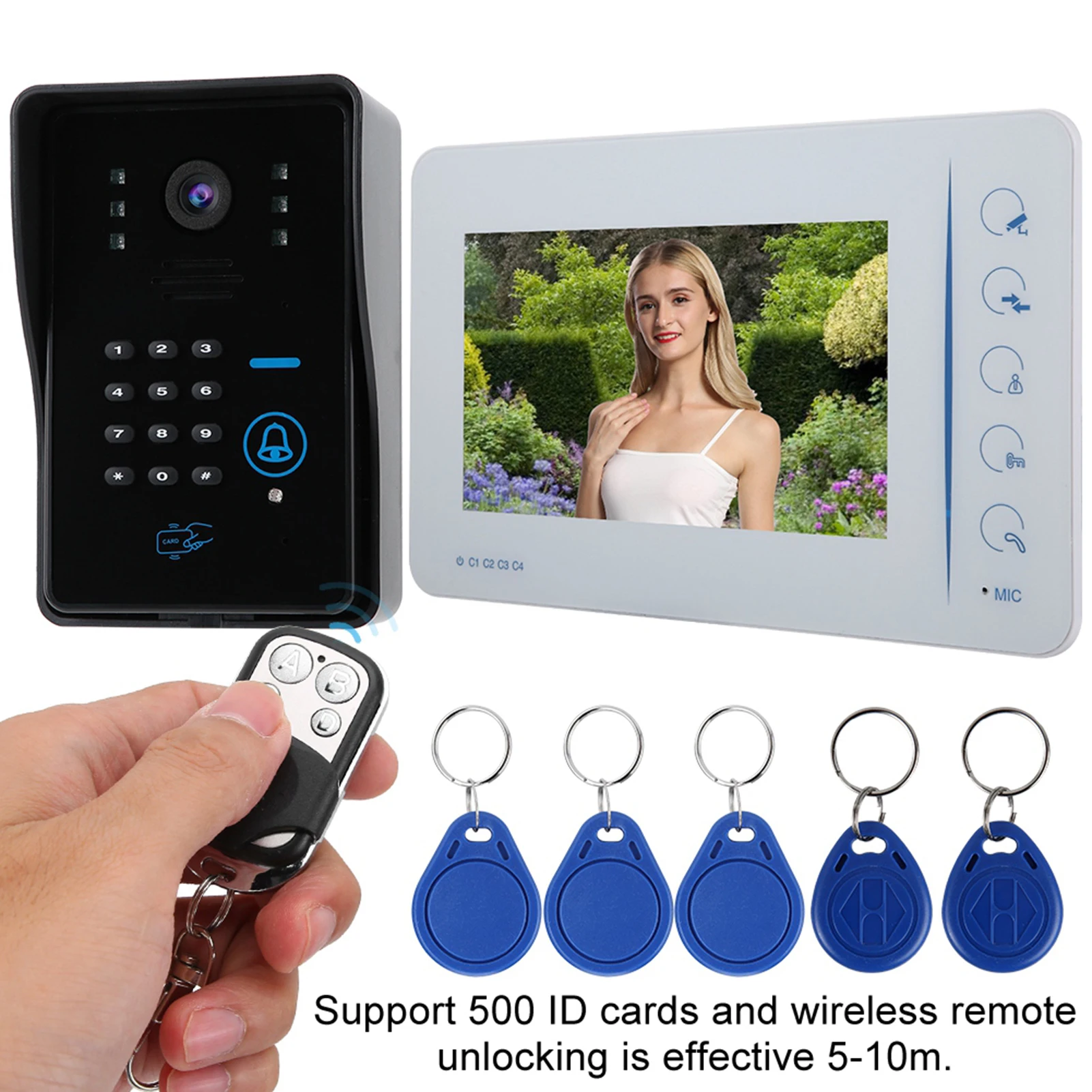 WI FI дверной звонок 7 дюймов ЖК дисплей монитор домофон Камера видео для Система