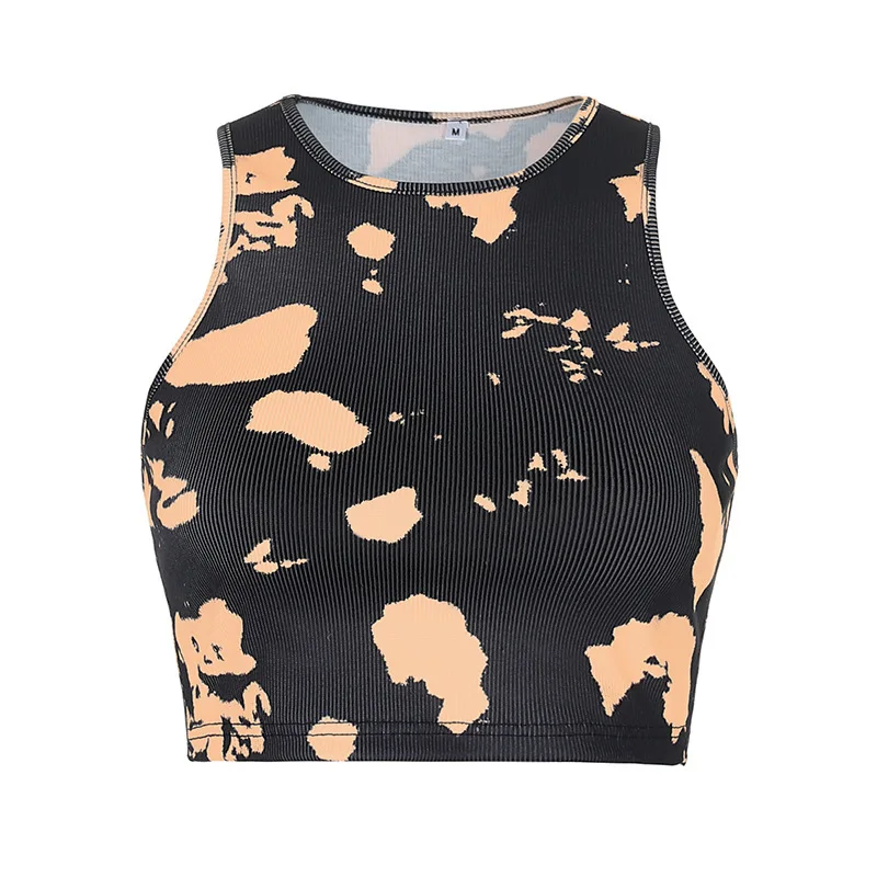 

Fashion Trendy Sexy Women Tie-Dye Sleeveless Vest Casual Street Bottoming Cropped Top Women
