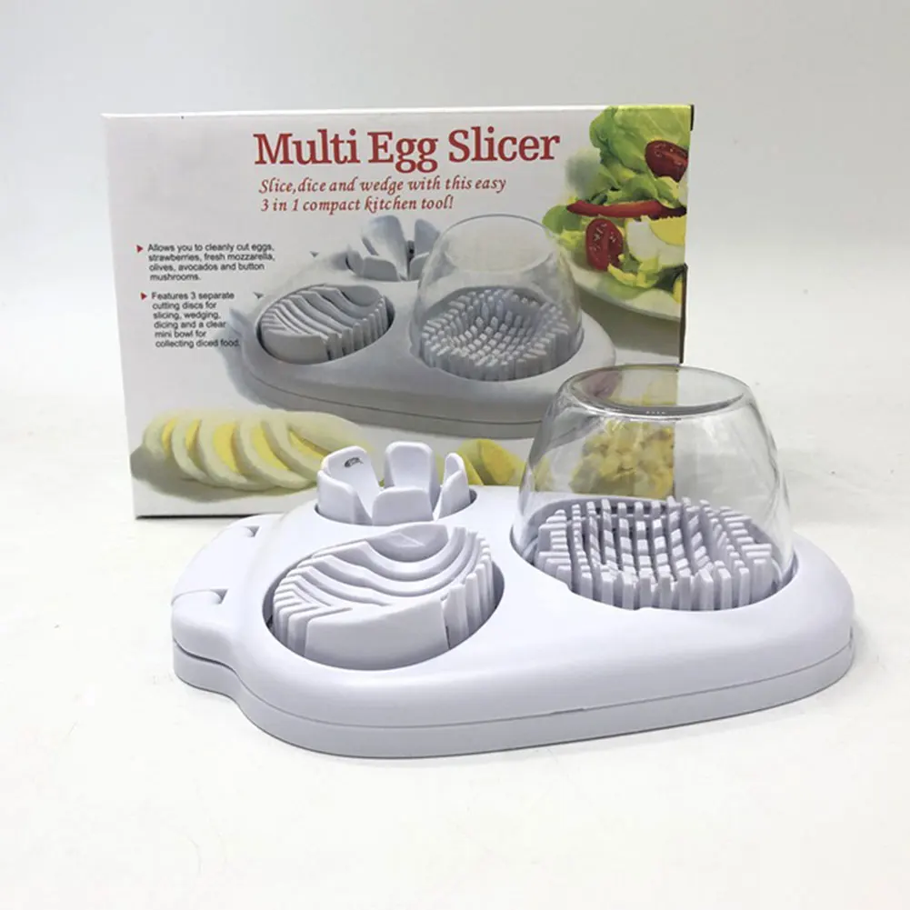 

Kitchen Gadgets Cooking Tools Egg Slicer 3 In 1 Stainless Steel Manual Cuisine Slicers Hard Boiled Eggs Kitchen Tool White
