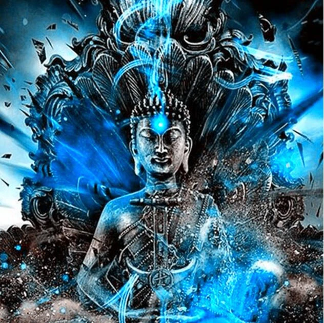 

JMINE Div 5D Buddha Blue Light Full Diamond Painting cross stitch kits art High Quality Religion 3D paint by diamonds