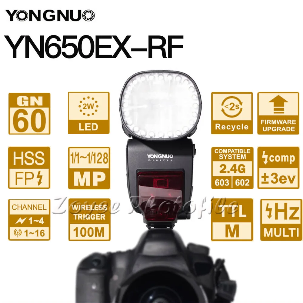 

Беспроводная вспышка Yongnuo YN650EX-RF Speedlite 24 шт. светодиодные лампы TTL HSS Master Slave Flash со встроенной радиочастотной системой 2,4G для Canon