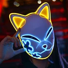 Светодиодный маска для Хэллоуина, украшение, аниме, рассекающий демонов, танджиро, сабито, маска, светящиеся аниме маски, косплей маскарадные маски, костюм