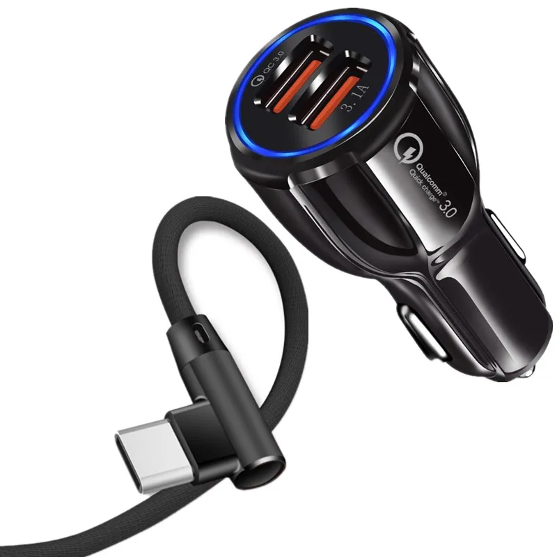 Двойной usb порт автомобильное зарядное устройство Быстрая зарядка кабель для мобильного телефона type C для Google Pixel 3a XL Honor 20 9X Pro Play Magic автомобильное зарядное устройство