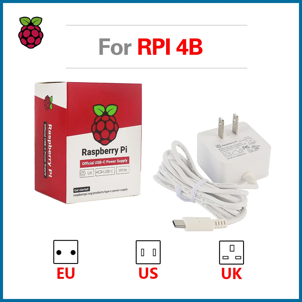 S ROBOT Raspberry Pi 4 Model B официальный блок питания для RPI112 5 1 в 3 А 4|Аксессуары