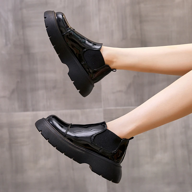 

2021 Mixed Colors Chelsea Boots Women Round Toe Ankle Brand Design Chunky Platform Square Heel boots